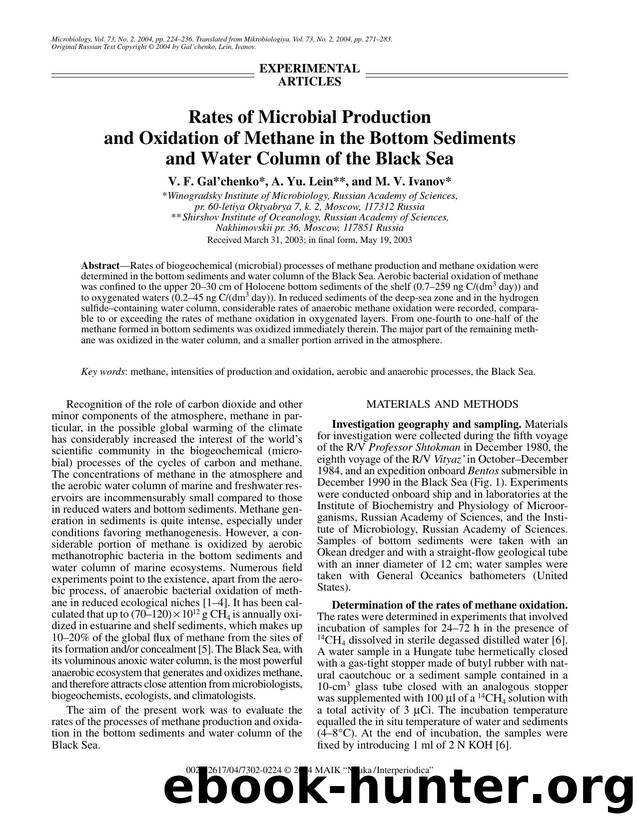 Rates of Microbial Production and Oxidation of Methane in the Bottom Sediments and Water Column of the Black Sea by Unknown