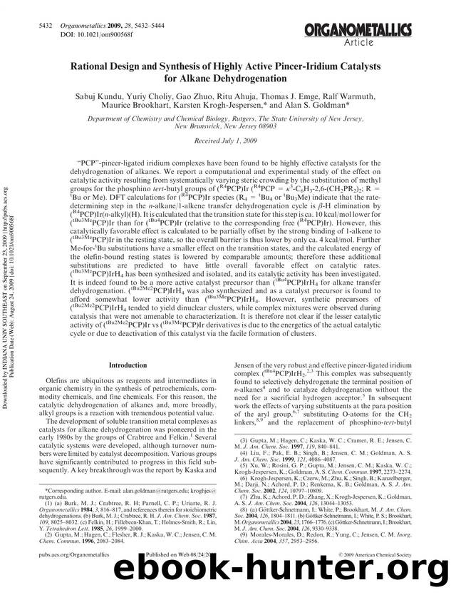 Rational Design and Synthesis of Highly Active Pincer-Iridium Catalysts for Alkane Dehydrogenation by unknow
