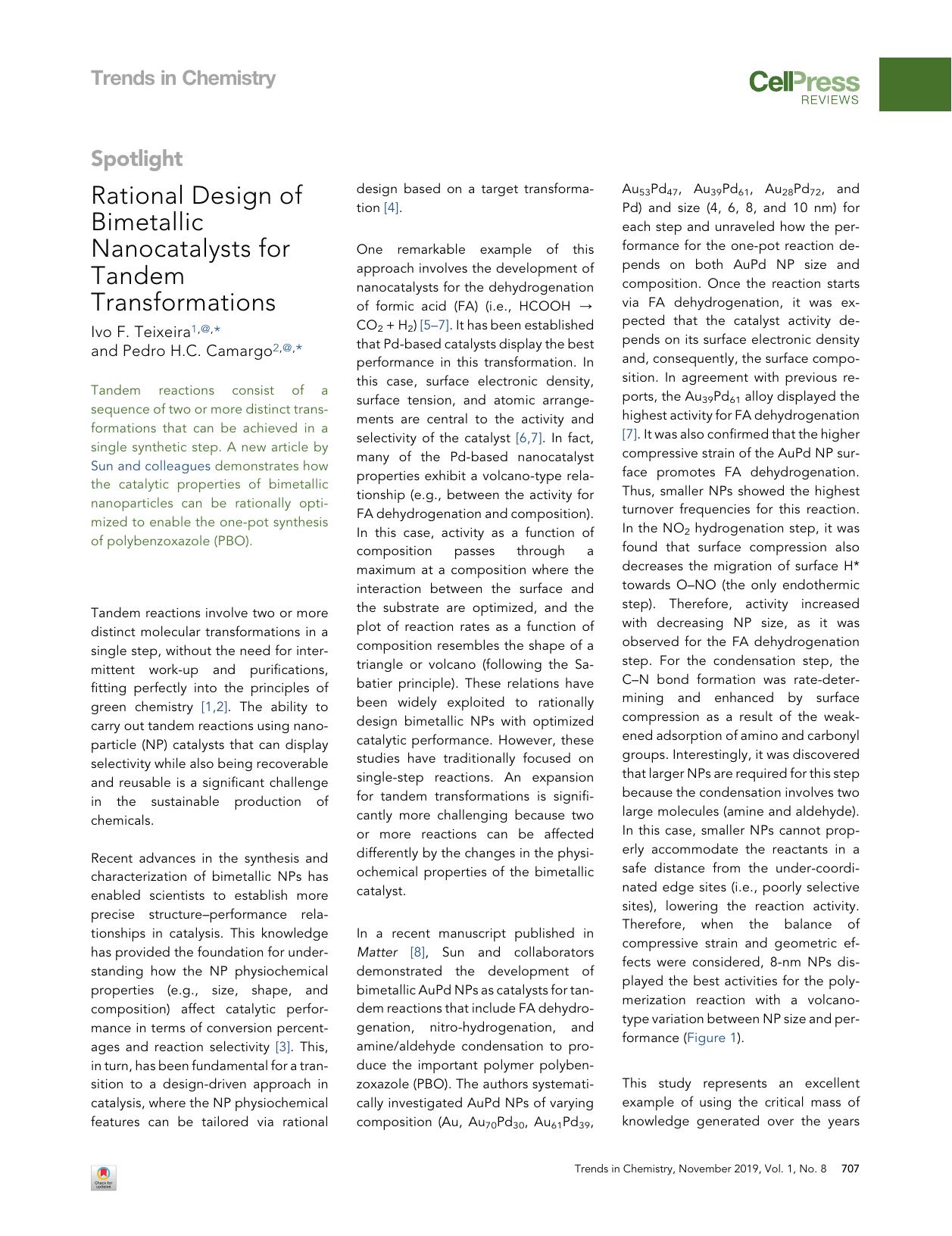 Rational Design of Bimetallic Nanocatalysts for Tandem Transformations by Ivo F. Teixeira