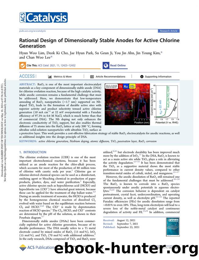 Rational Design of Dimensionally Stable Anodes for Active Chlorine Generation by Hyun Woo Lim Deok Ki Cho Jae Hyun Park Su Geun Ji You Jin Ahn Jin Young Kim & Chan Woo Lee