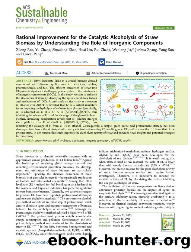 Rational Improvement for the Catalytic Alcoholysis of Straw Biomass by Understanding the Role of Inorganic Components by unknow