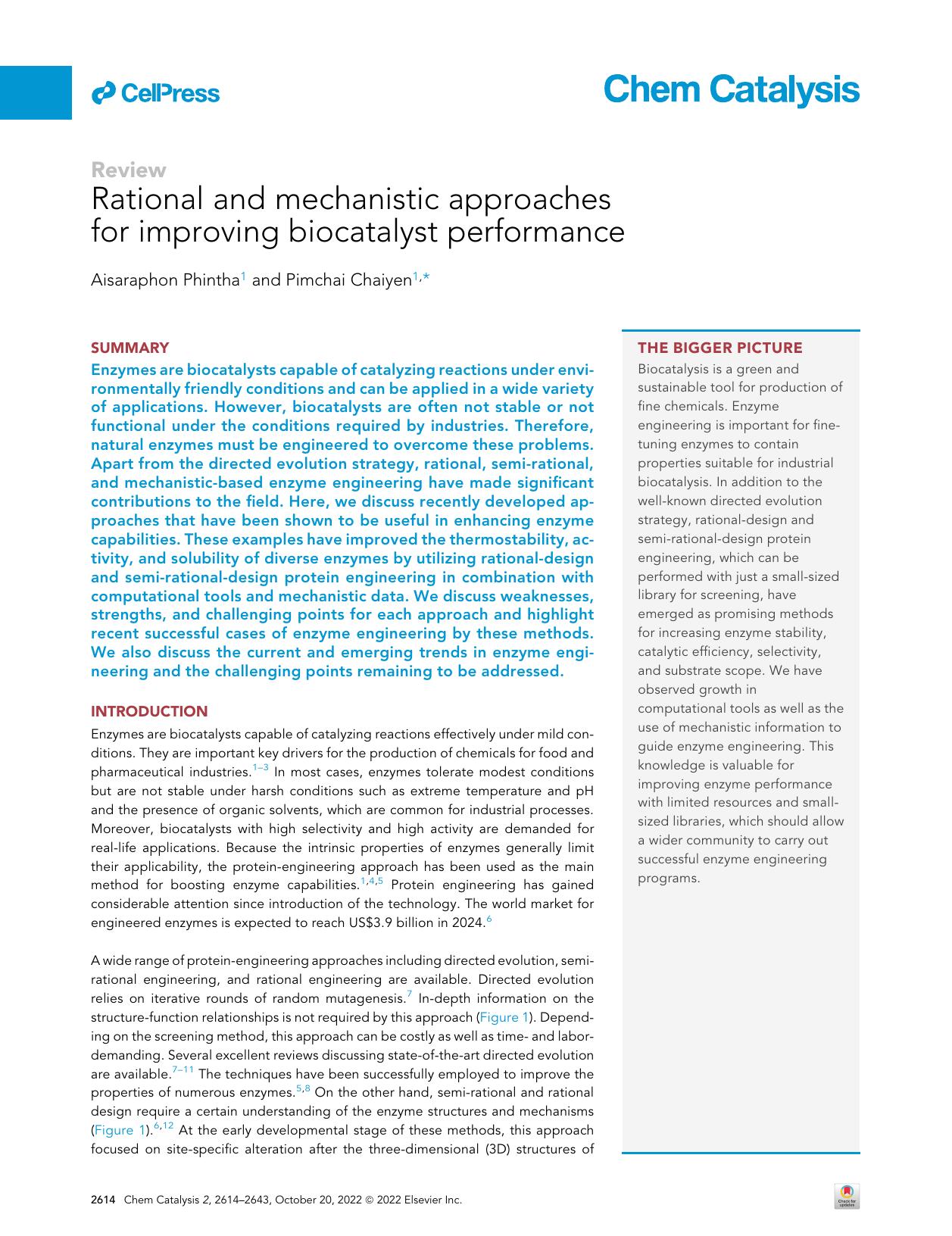 Rational and mechanistic approaches for improving biocatalyst performance by Aisaraphon Phintha & Pimchai Chaiyen