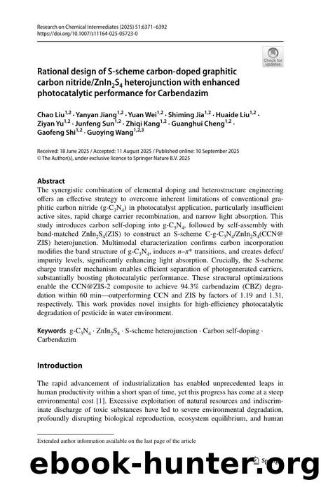 Rational design of S-scheme carbon-doped graphitic carbon nitrideZnIn2S4 heterojunction with enhanced photocatalytic performance for Carbendazim by unknow
