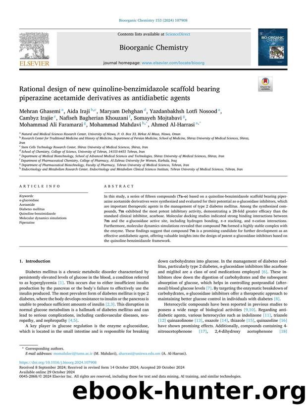 Rational design of new quinoline-benzimidazole scaffold bearing piperazine acetamide derivatives as antidiabetic agents by unknow
