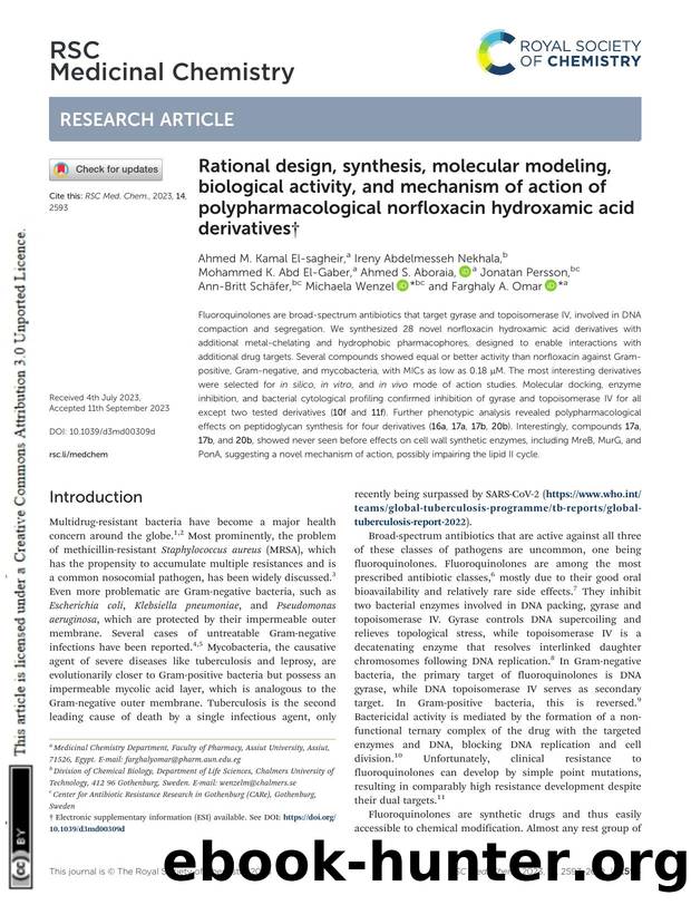 Rational design, synthesis, molecular modeling, biological activity, and mechanism of action of polypharmacological norfloxacin hydroxamic acid derivatives by unknow