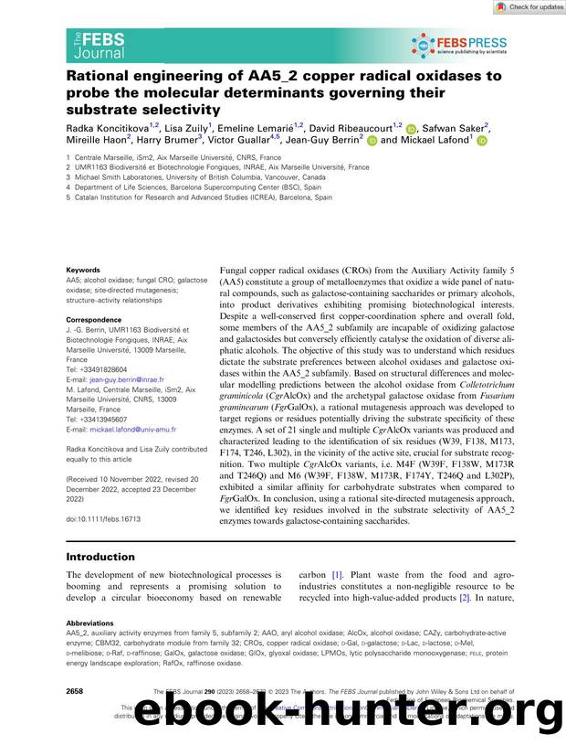 Rational engineering of AA5_2 copper radical oxidases to probe the molecular determinants governing their substrate selectivity by Unknown