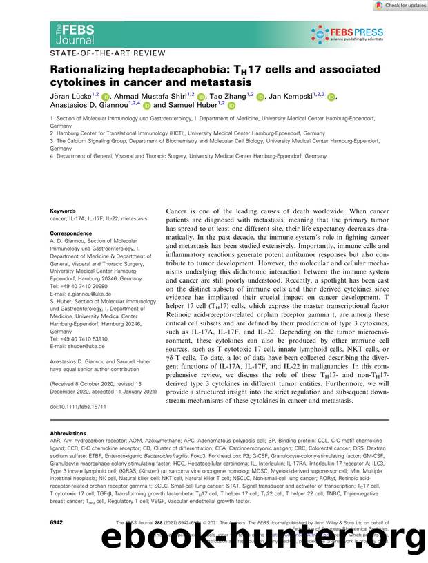 Rationalizing heptadecaphobia: TH17 cells and associated cytokines in cancer and metastasis by Unknown