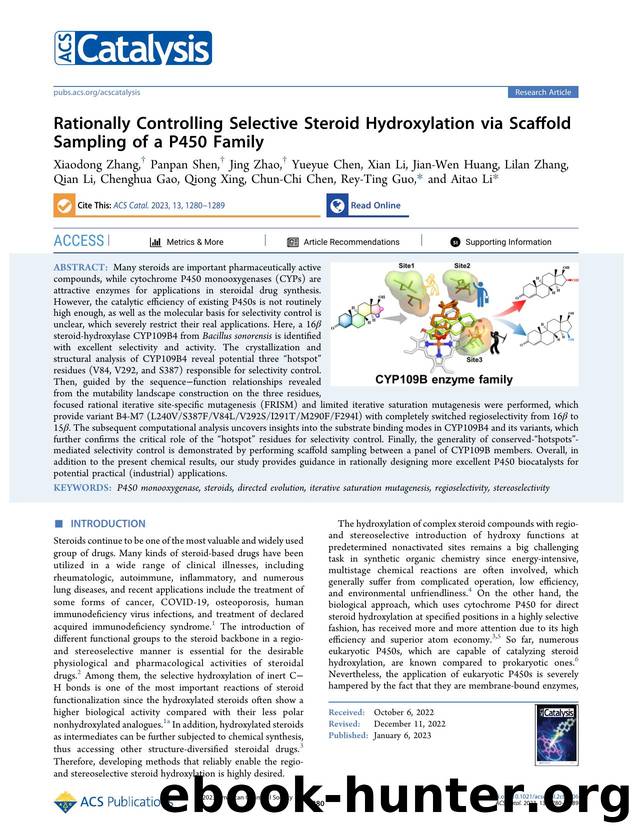 Rationally Controlling Selective Steroid Hydroxylation via Scaffold Sampling of a P450 Family by unknow