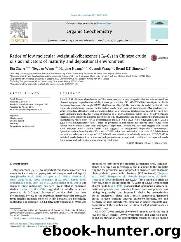 Ratios of low molecular weight alkylbenzenes (C0Ã¢â¬âC4) in Chinese crude oils as indicators of maturity and depositional environment by Bin Cheng & Tieguan Wang & Haiping Huang & Guangli Wang & Bernd R.T. Simoneit