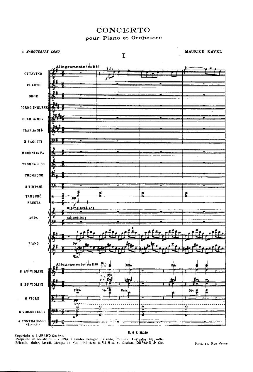 Ravel by Piano Concerto in G (Full Orchestral Score)