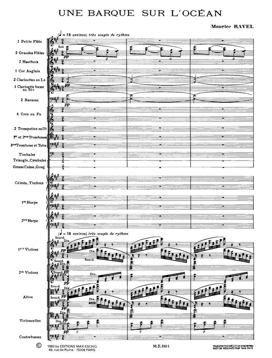 Ravel by Une barque sur L'océan (Orchestral Score)