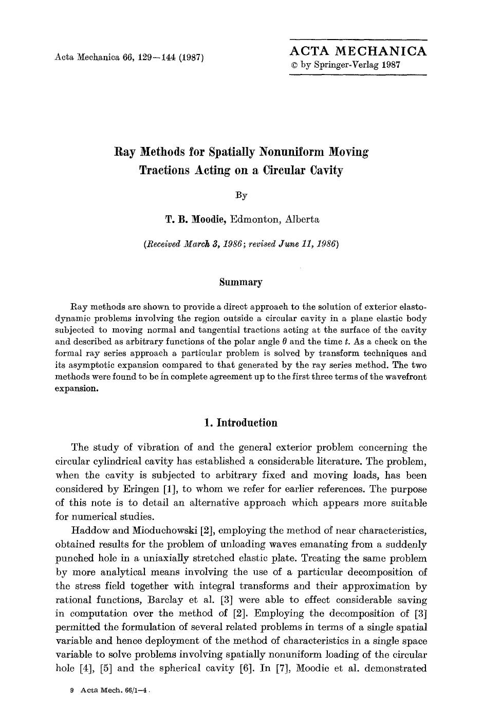 Ray methods for spatially nonuniform moving tractions acting on a circular cavity by Unknown
