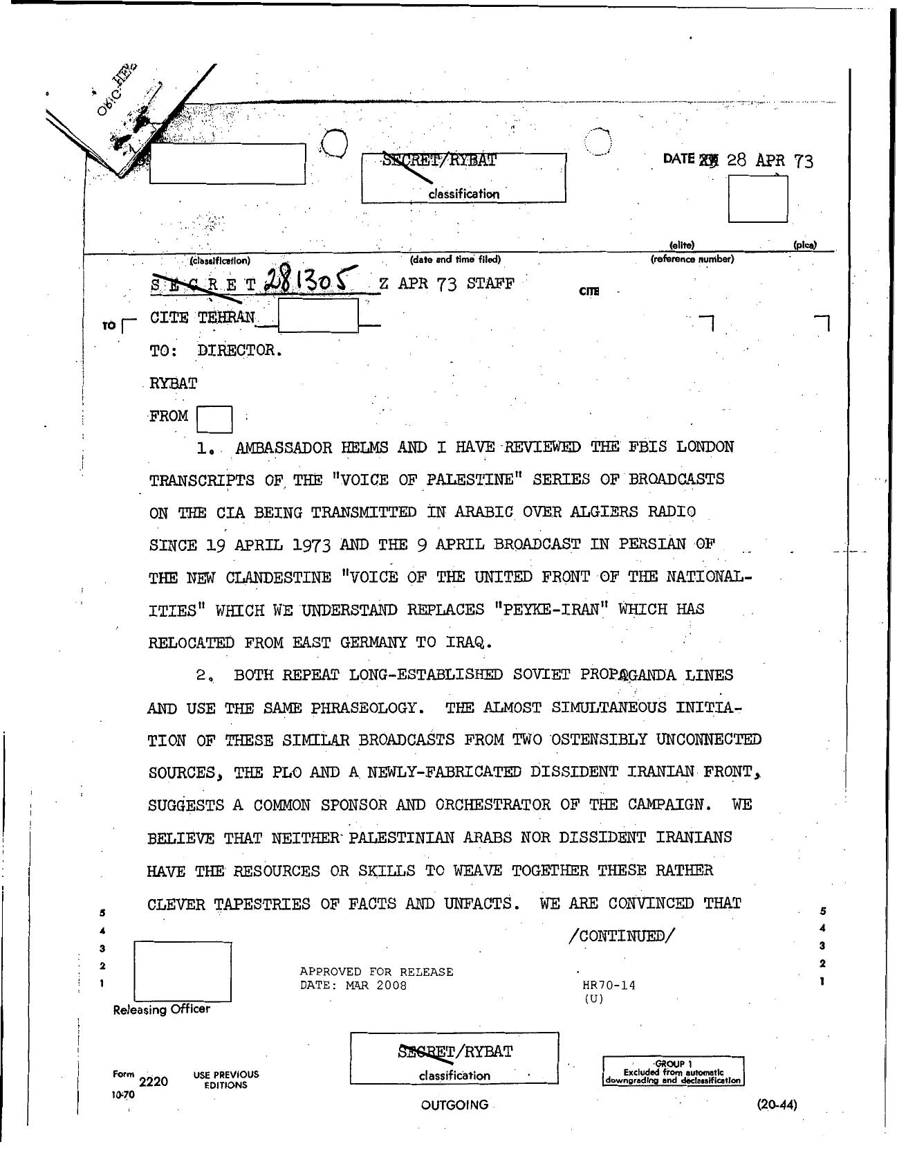 Re review of the FBIS London transcripts of the Voice of ... by Unknown