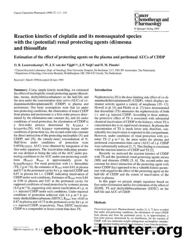 Reaction kinetics of cisplatin and its monoaquated species with the (potential) renal protecting agents (di)mesna and thiosulfate by Unknown