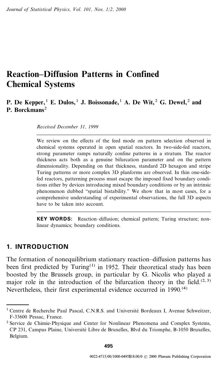 Reaction–Diffusion Patterns in Confined Chemical Systems by Unknown