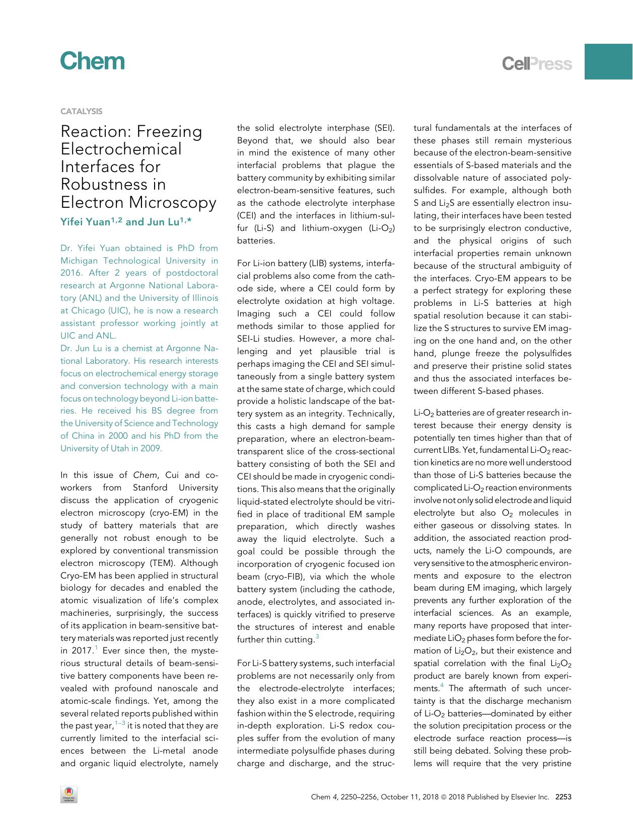 Reaction: Freezing Electrochemical Interfaces for Robustness in Electron Microscopy by Yifei Yuan & Jun Lu