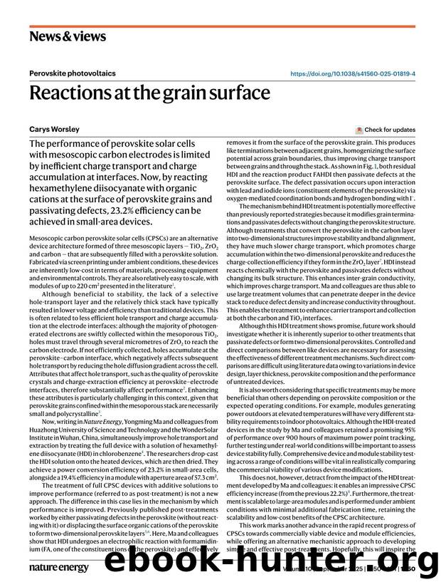 Reactions at the grain surface by Carys Worsley