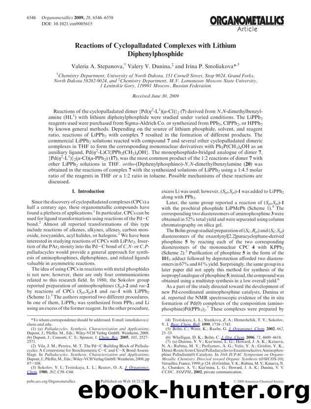 Reactions of Cyclopalladated Complexes with Lithium Diphenylphosphide by Unknown