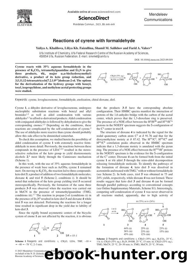 Reactions of cyrene with formaldehyde by Yuliya A. Khalilova & Liliya Kh. Faizullina & Shamil M. Salikhov & Farid A. Valeev