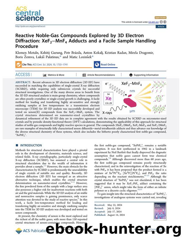 Reactive Noble-Gas Compounds Explored by 3D Electron Diffraction: XeF2âMnF4 Adducts and a Facile Sample Handling Procedure by unknow