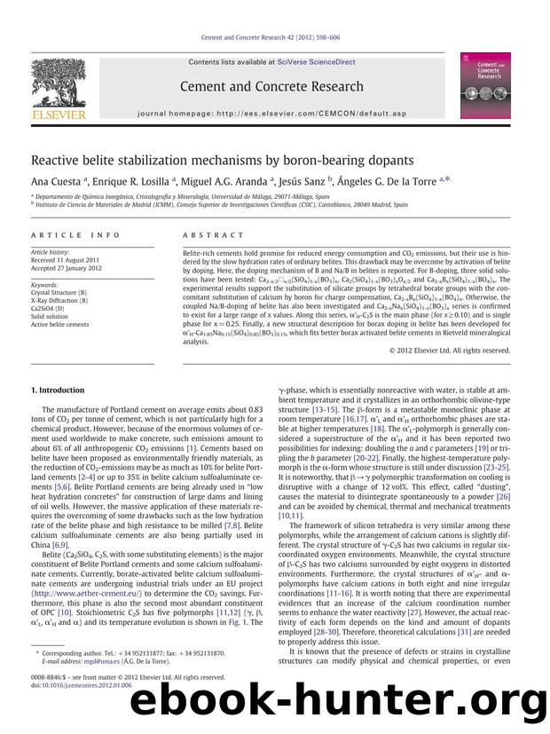 Reactive belite stabilization mechanisms by boron-bearing dopants by Ana Cuesta & Enrique R. Losilla & Miguel A.G. Aranda & Jesús Sanz & Ángeles G. De la Torre