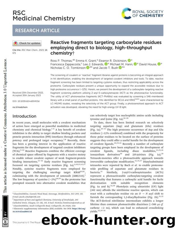 Reactive fragments targeting carboxylate residues employing direct to biology, high-throughput chemistry by unknow