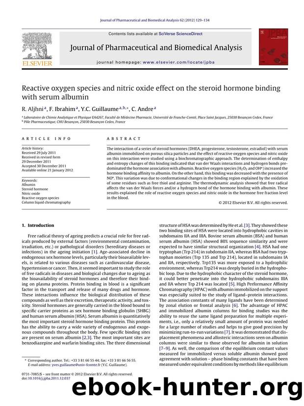 Reactive oxygen species and nitric oxide effect on the steroid hormone binding with serum albumin by R. Aljhni