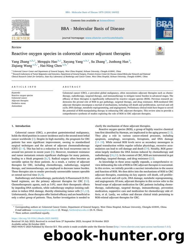 Reactive oxygen species in colorectal cancer adjuvant therapies by Yang Zhang & Mengqiu Hao & Xuyang Yang & Su Zhang & Junhong Han & Ziqiang Wang & Hai-Ning Chen