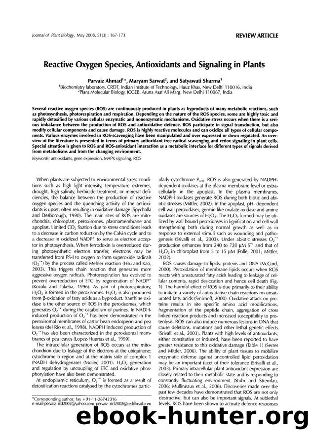 Reactive oxygen species, antioxidants and signaling in plants by Unknown