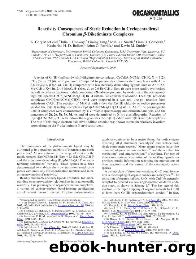 Reactivity Consequences of Steric Reduction in Cyclopentadienyl Chromium -Diketiminate Complexes by Unknown