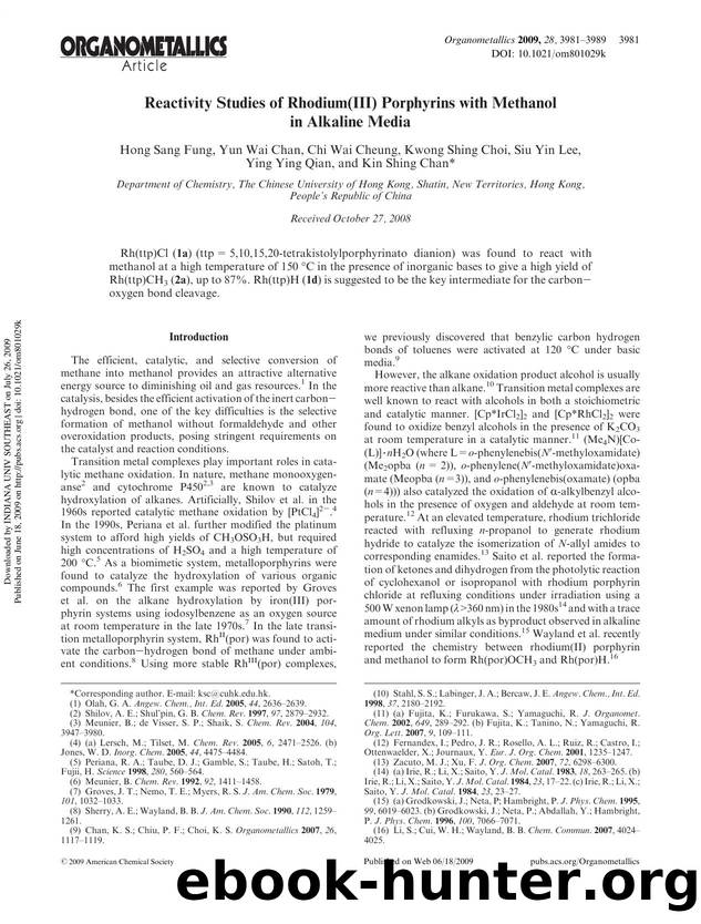 Reactivity Studies of Rhodium(III) Porphyrins with Methanol in Alkaline Media by unknow