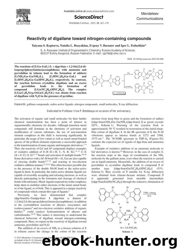 Reactivity of digallane toward nitrogen-containing compounds by Tatyana S. Koptseva & Natalia L. Bazyakina & Evgeny V. Baranov & Igor L. Fedushkin