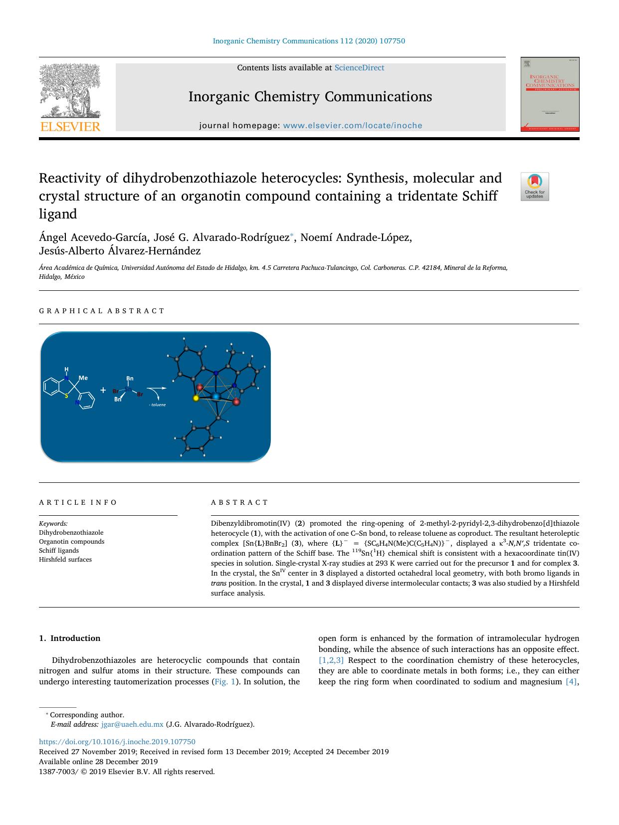 Reactivity of dihydrobenzothiazole heterocycles_ Synthesis, molecular and crystal structure of an organotin compound containing a tridentate Schiff ligand by unknow