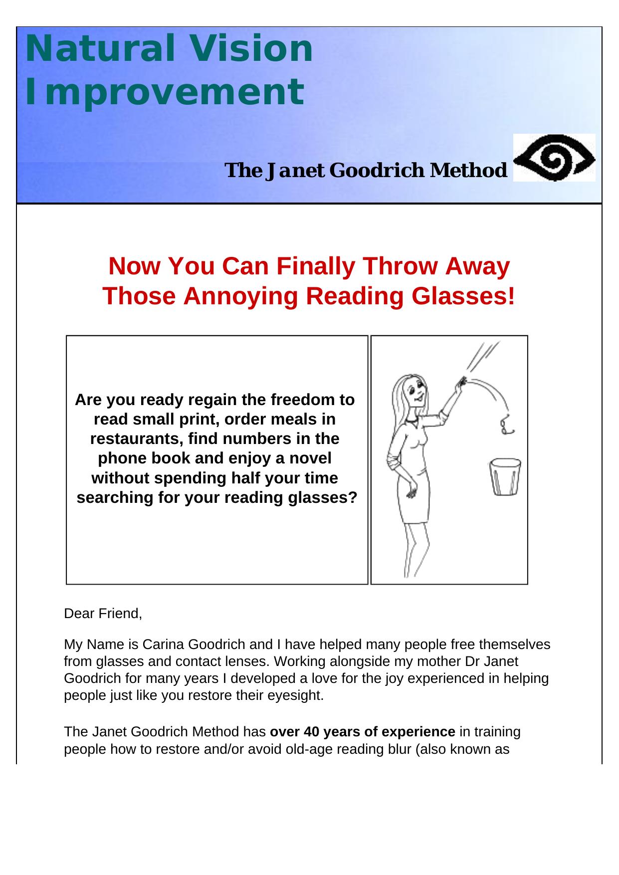 Read Clearly Naturally - Throw Away Those Reading Glasses! by Best of Kuszter's Collection