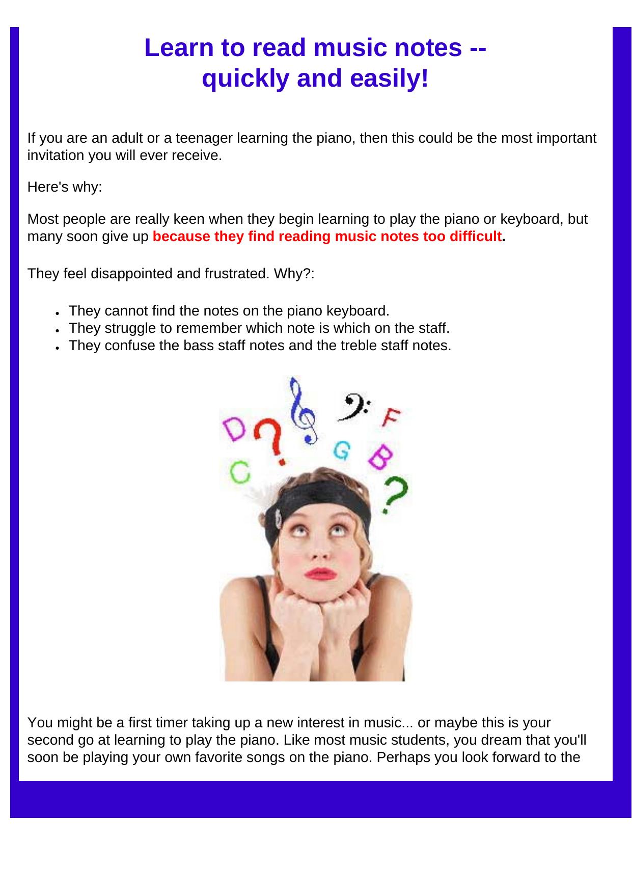 Read Music Notes Easily - For Adults. by Best of Kuszter's Collection
