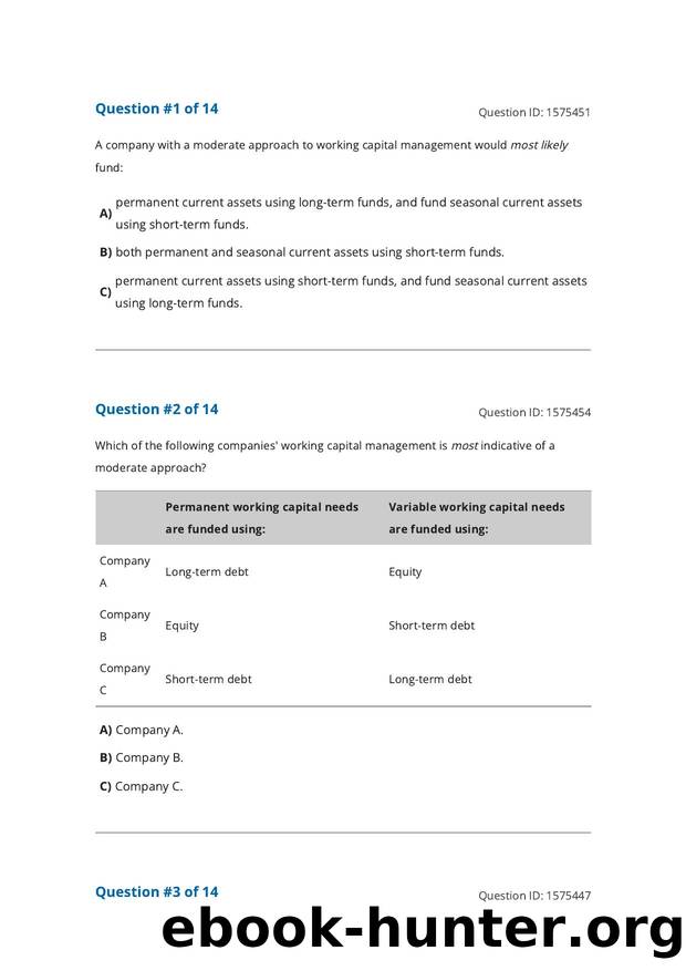 Reading 25 Working Capital and Liquidity by Unknown