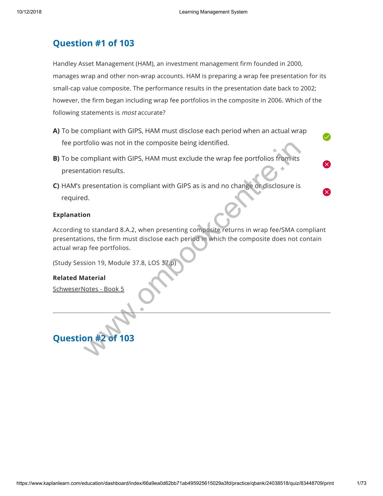 Reading 37 Overview of the Global Investment Performance Standards Answers by Unknown