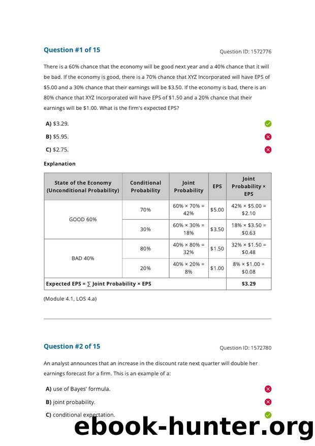Reading 4 Probability Trees and Conditional Expectations by Answers