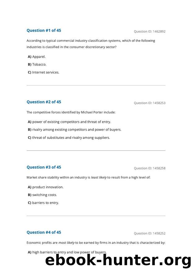Reading 40 Introduction to Industry and Company Analysis by Unknown