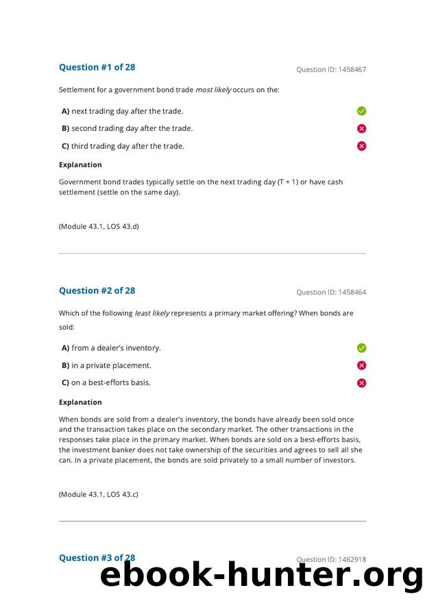 Reading 43 Fixed-Income Markets - Issuance, Trading, and Funding by Answers