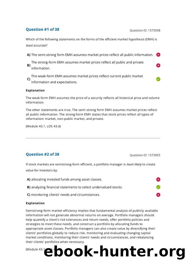 Reading 43 Market Efficiency by Answers
