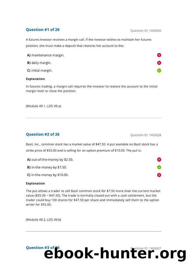 Reading 49 Forward Commitment and Contingent Claim Features and Instruments by Answers