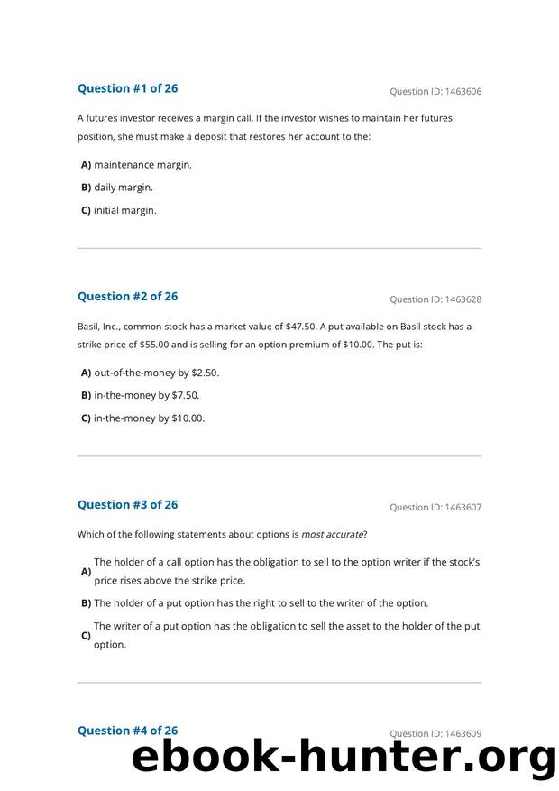 Reading 49 Forward Commitment and Contingent Claim Features and Instruments by Unknown