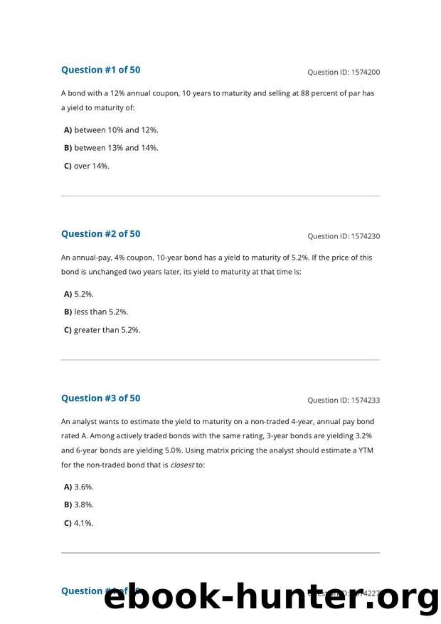 Reading 54 Fixed-Income Bond Valuation- Prices and Yields by Unknown