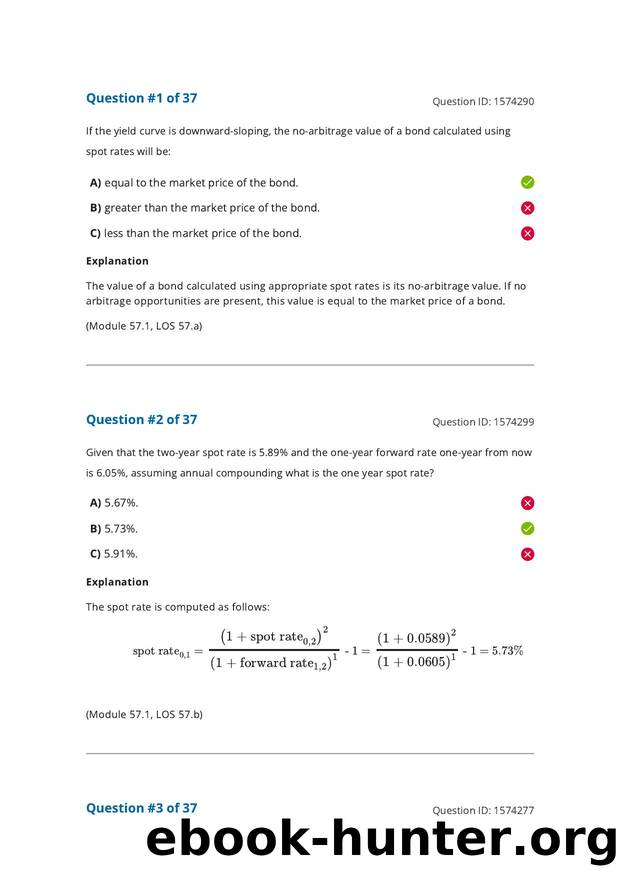 Reading 57 The Term Structure of Interest Rates- Spot, Par, and Forward Curves by Answers