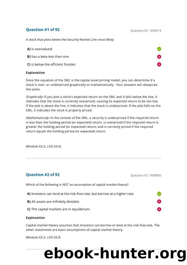 Reading 63 Portfolio Risk and Return Part II by Answers