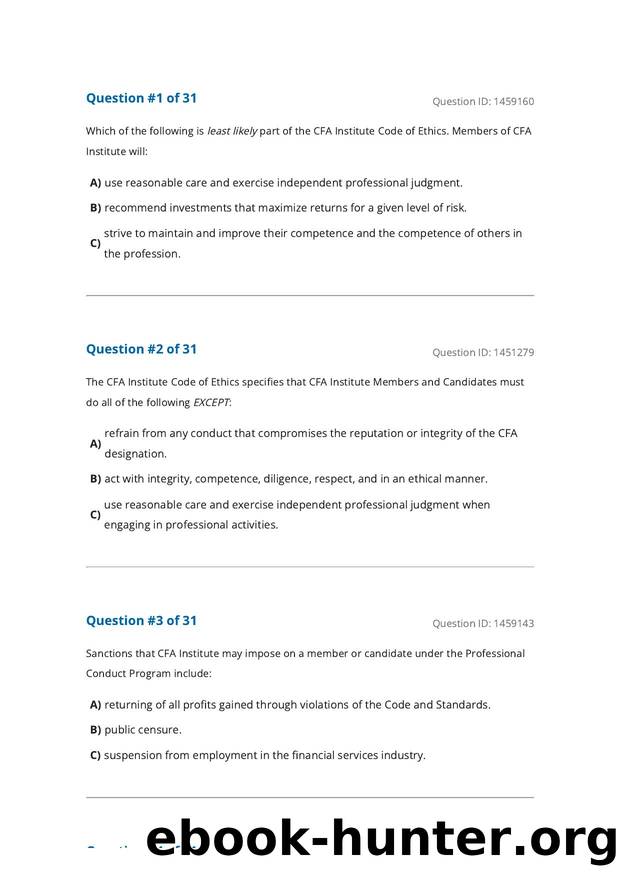 Reading 70 Code of Ethics and Standards of Professional Conduct by Unknown