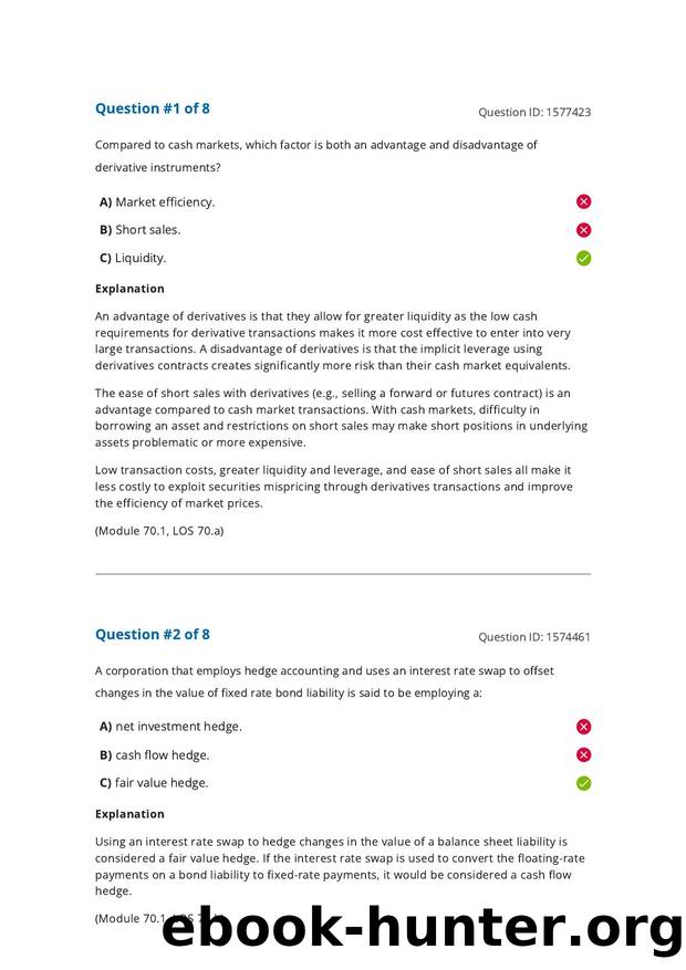 Reading 70 Derivative Benefits, Risks, and Issuer and Investor Uses by Answers