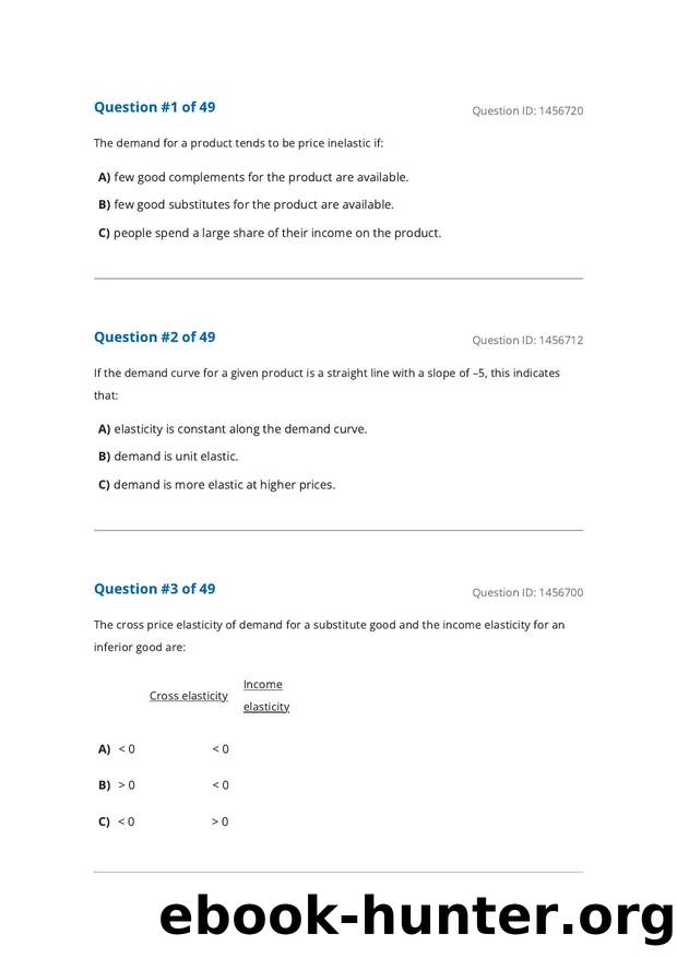 Reading 8 Topics in Demand and Supply Analysis by Unknown