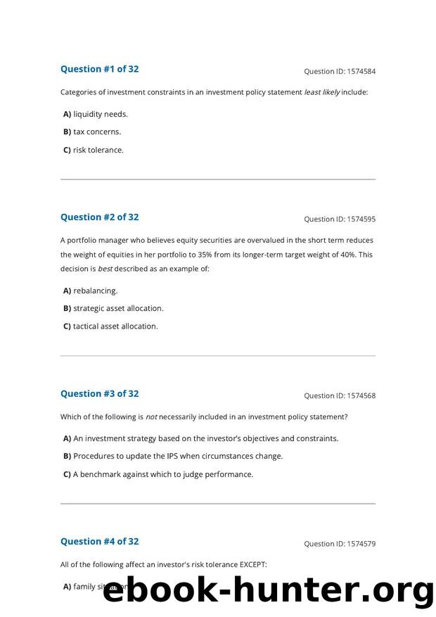 Reading 86 Basics of Portfolio Planning and Construction by Unknown